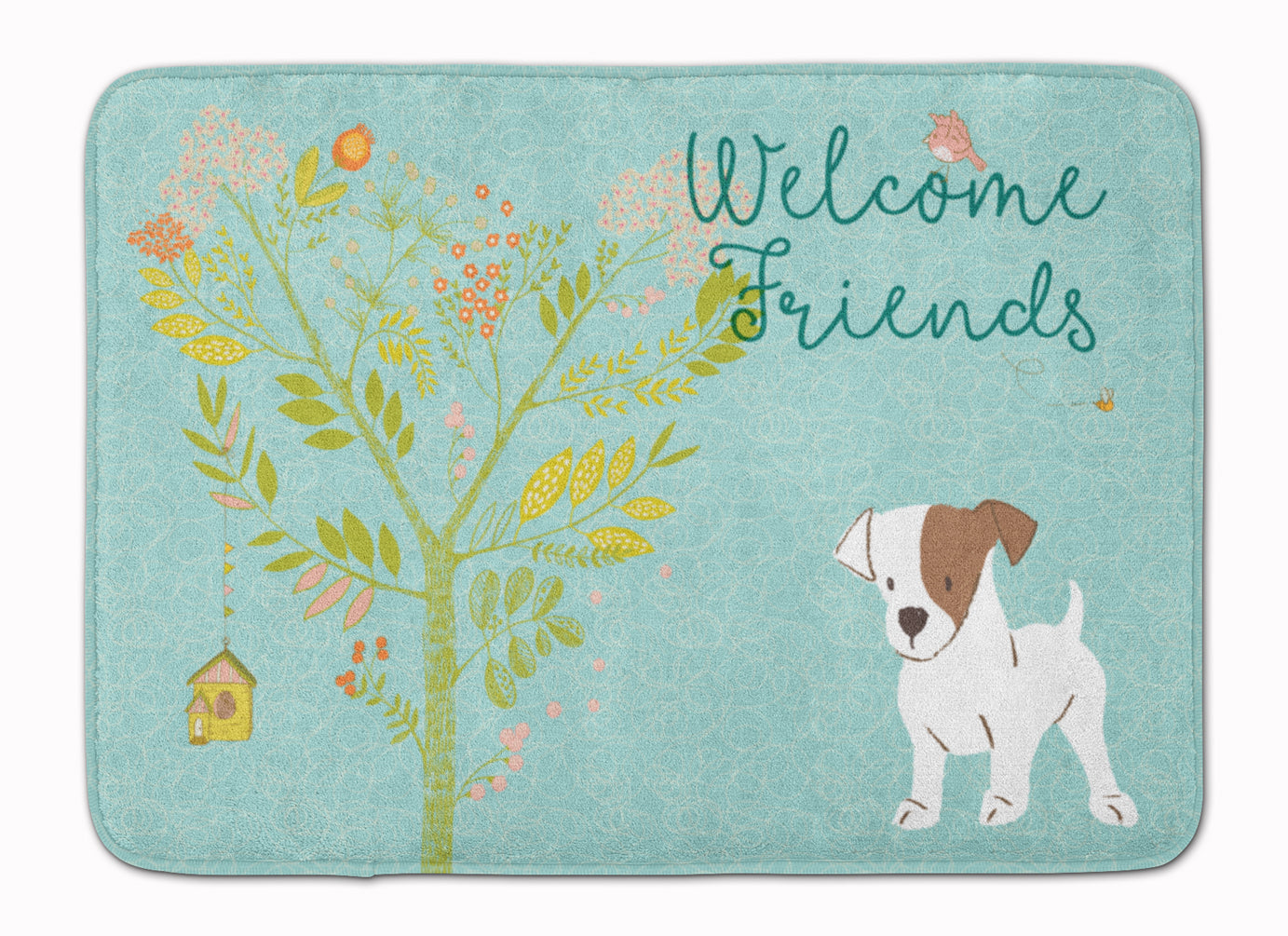 Welcome Friends Jack Russell Terrier Puppy Machine Washable Memory Foam Mat BB7637RUG