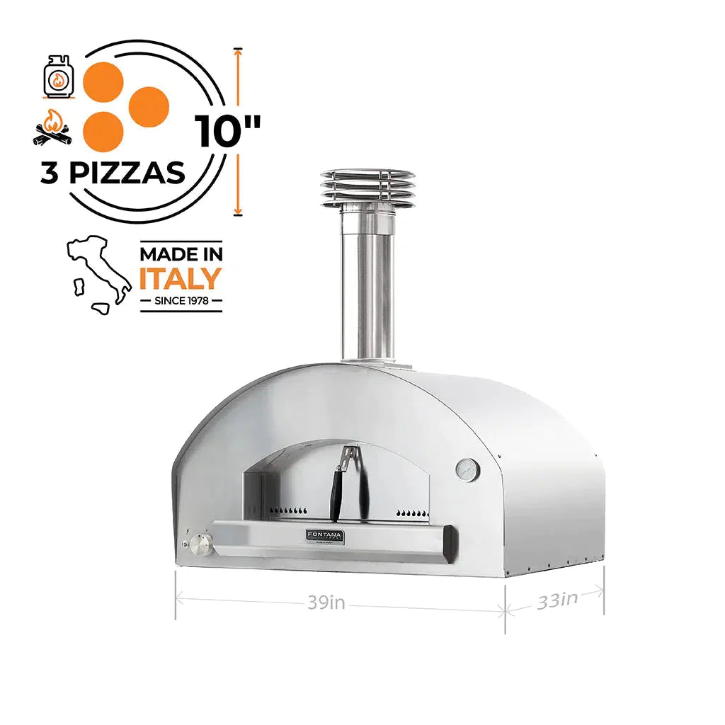 Fontana Forni Firenze 39″ Stainless Countertop Hybrid Gas & Wood Pizza Oven