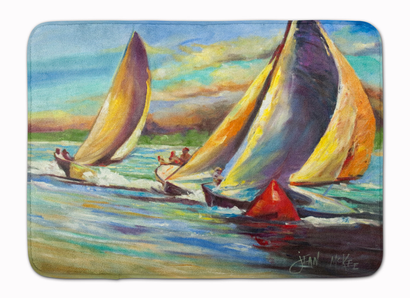 Knost Regatta Pass Christian Sailboats Machine Washable Memory Foam Mat JMK1057RUG