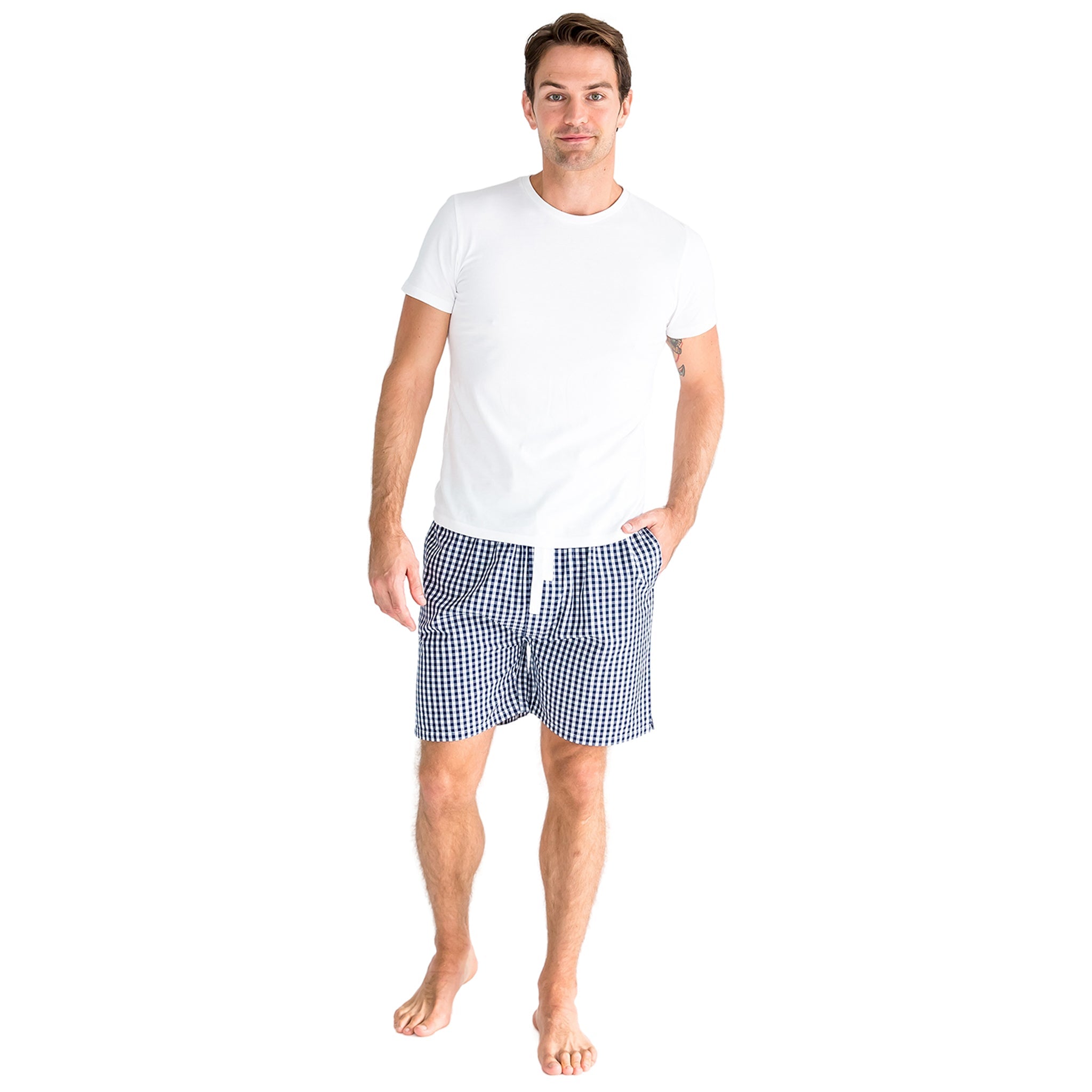 Men’s Hepburn Gingham Navy Sleep Shorts