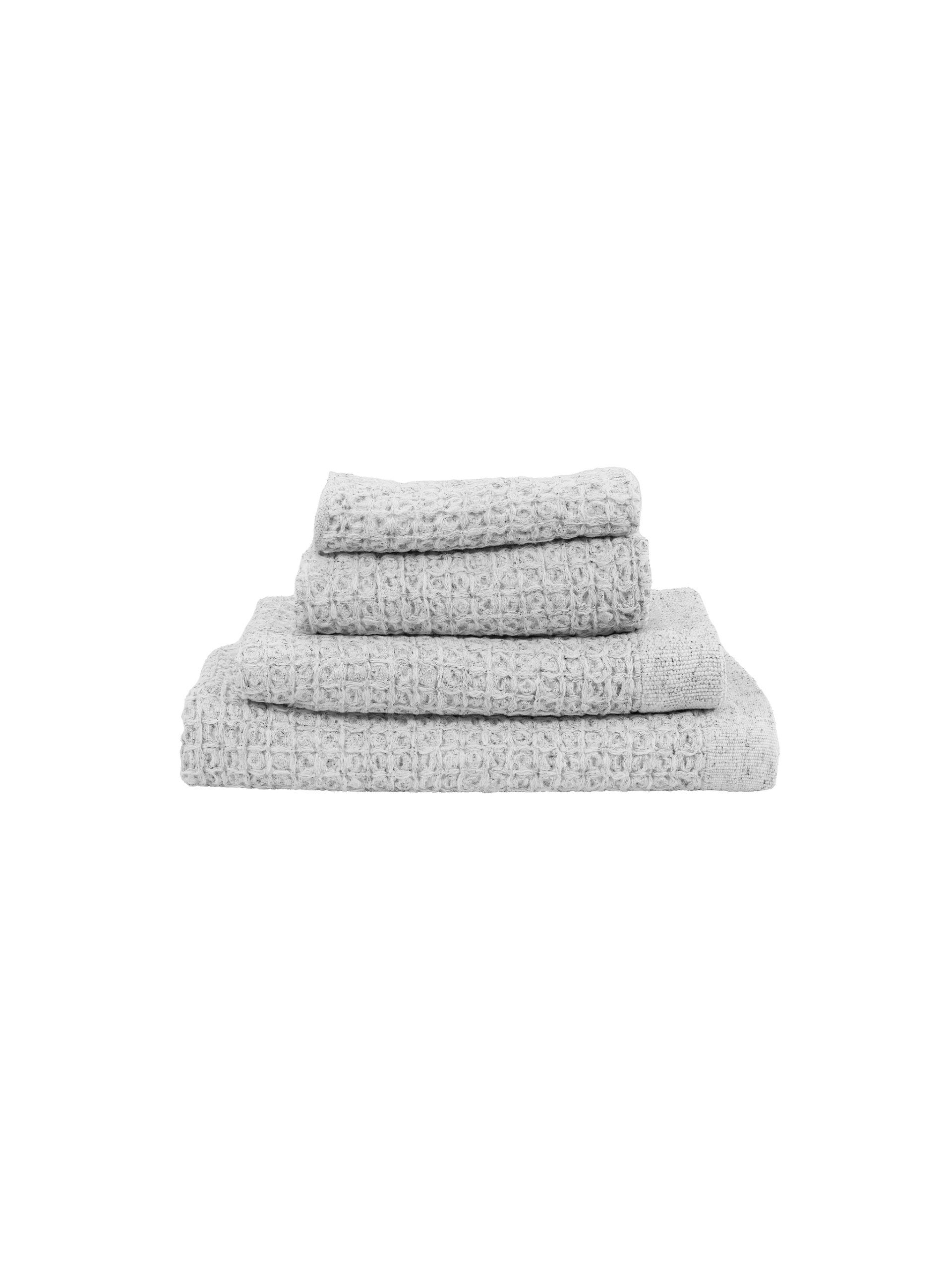 Kontex Ice Grey Lattice Linen Towels