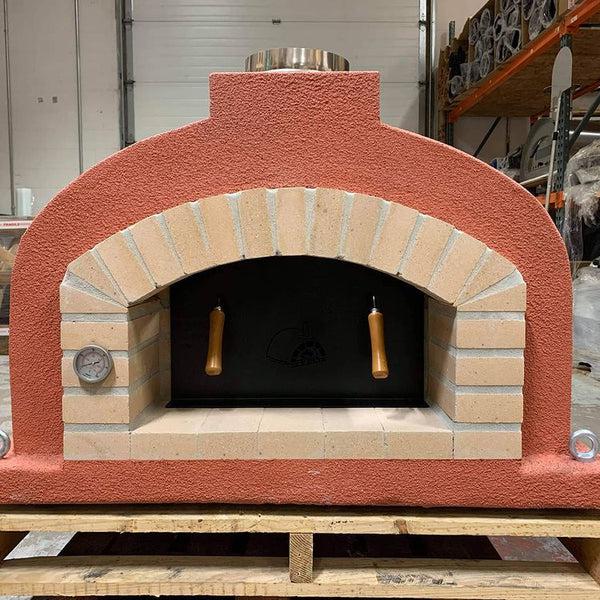 ProForno Mediterranean PRO 30″ Native Red Traditional Wood Fired Brick Pizza Oven with Matte Black Door