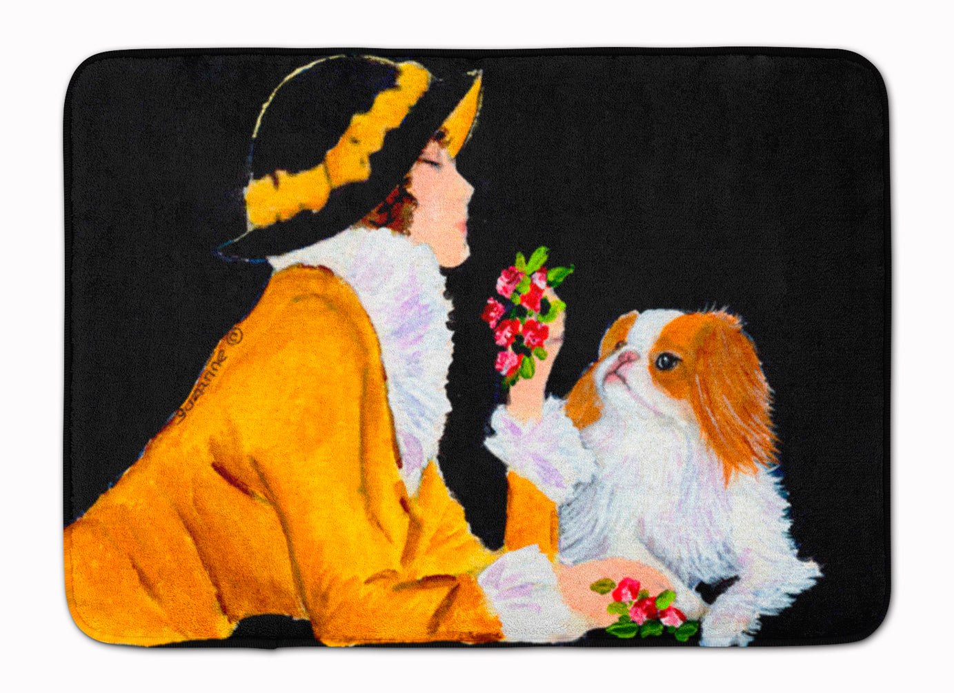 Lady with her Japanese Chin Machine Washable Memory Foam Mat SS8540RUG