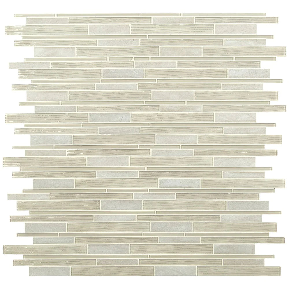 MSI Snowcap Blend Interlocking Glass and Stone Mosaic Tile 12″x12″