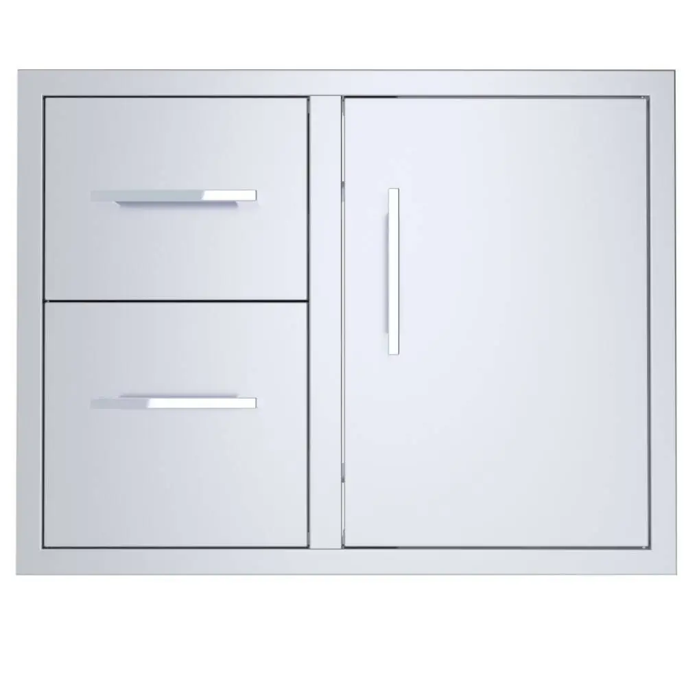 Sunstone Signature Series 30″ Stainless Steel Beveled Style Double Drawer and Door Combo