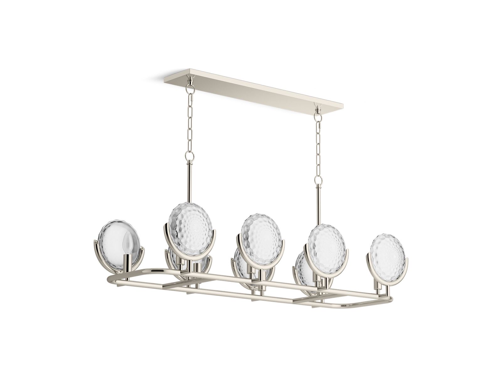 KOHLER K-29382-CH08B-SNL Arendela 38″ Linear Chandelier In Polished Nickel