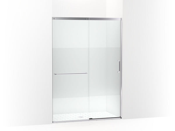 Elate® Sliding Shower Door, 75-1/2″ H X 50-1/4 – 53-5/8″ W, With Heavy 5/16″ Thick Crystal Clear Glass With Privacy Band