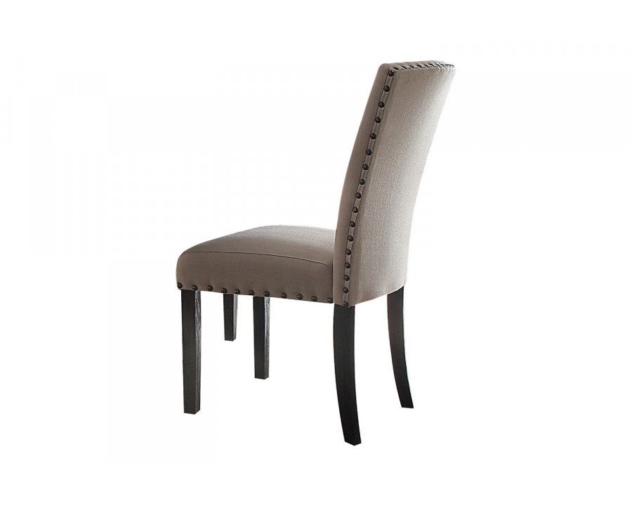 ACME – Nolan Side Chair (Set-2) in Linen/Salvage Dark Oak