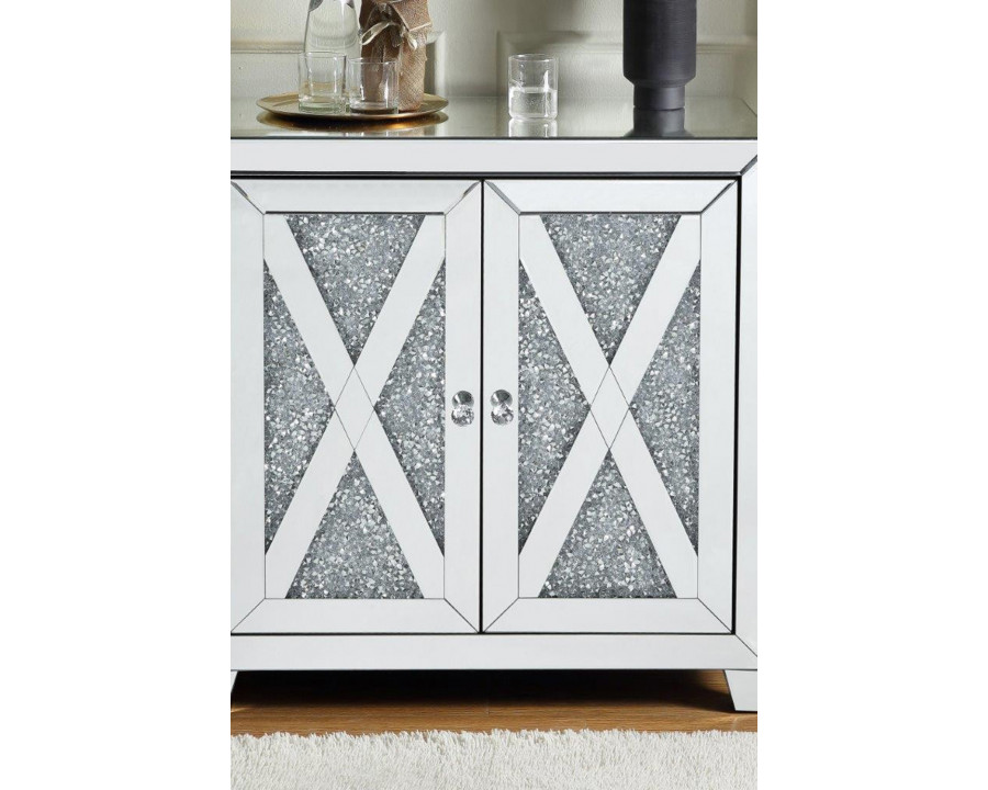 ACME – Noralie Console Cabinet in Mirrored/Faux Diamonds (97646)