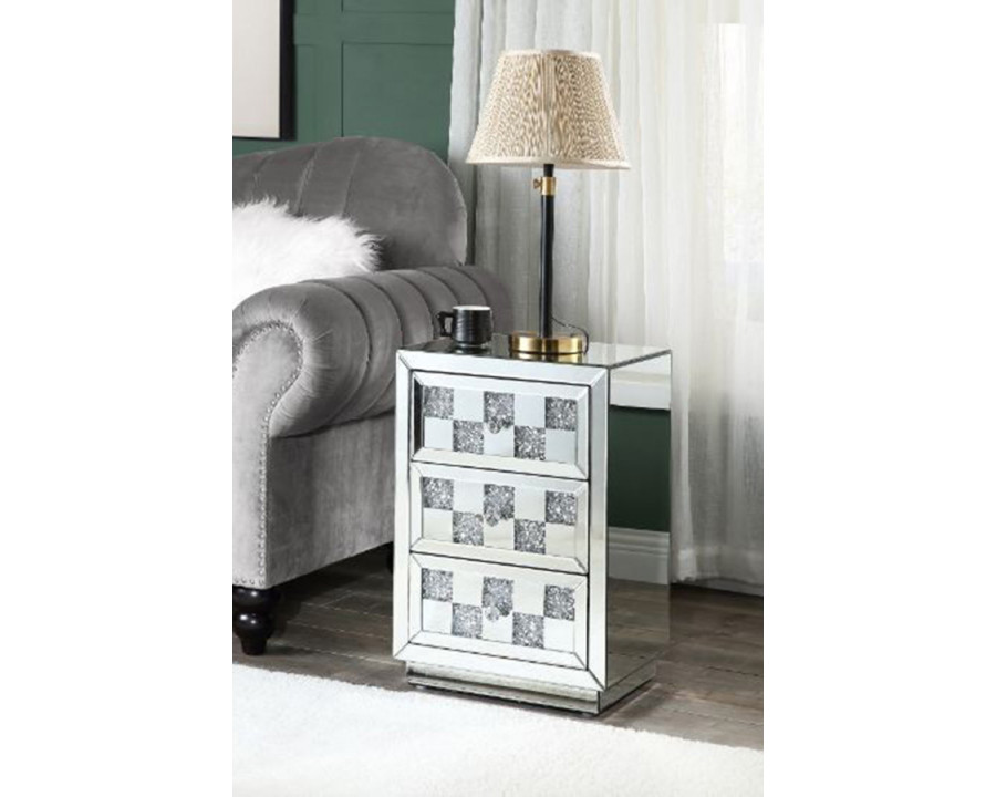 ACME – Noralie Accent Table in Mirrored/Faux Diamonds (97930)