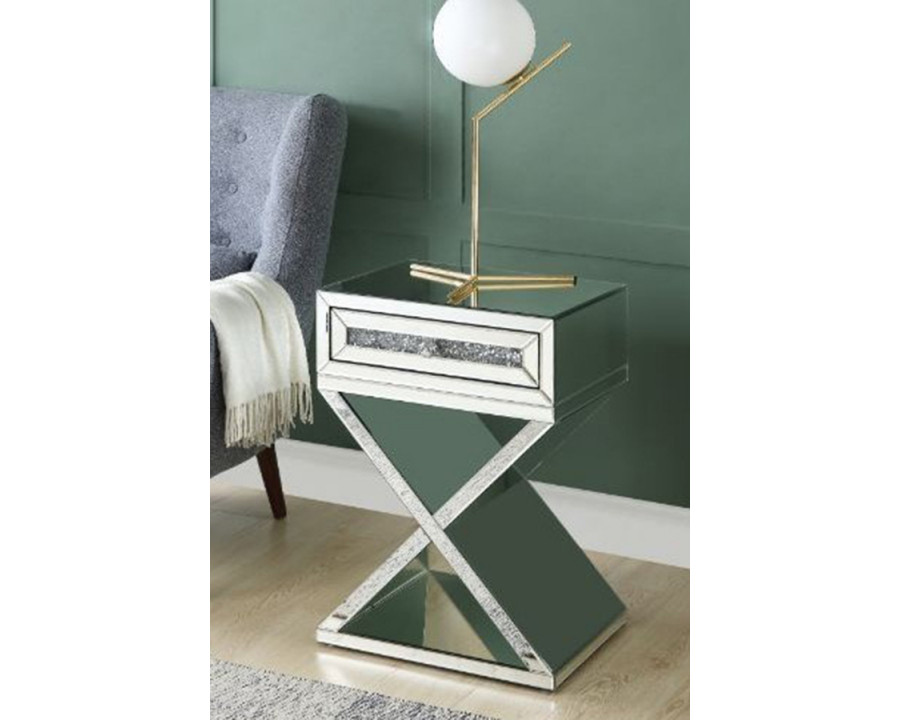 ACME – Noralie Accent Table in Mirrored/Faux Diamonds (97932)