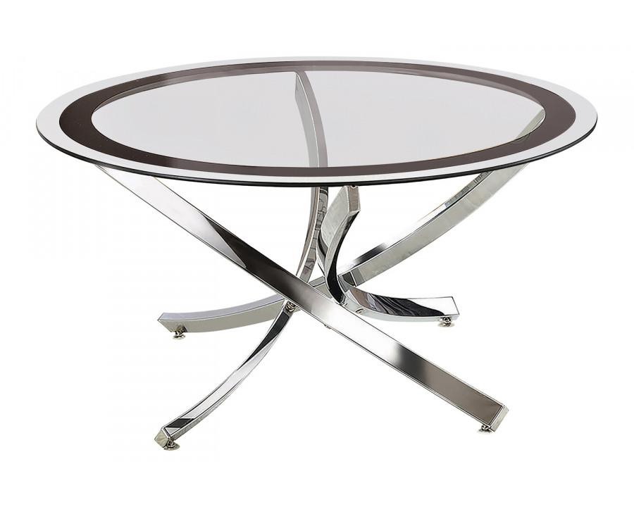 Coaster – Glass Top Coffee Table in Chrome/Black