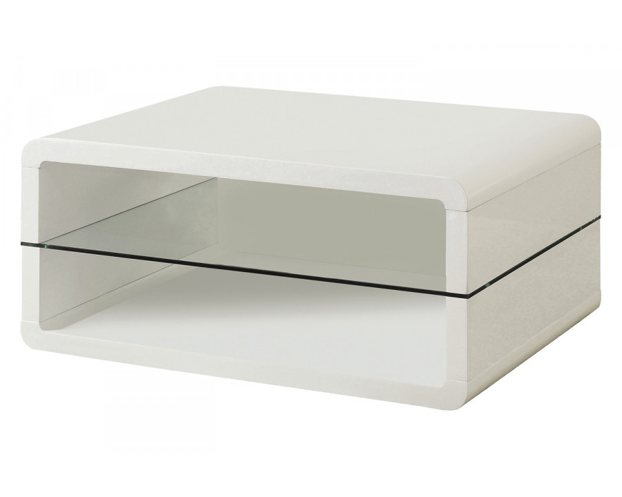 Coaster – Rectangle 2-Shelf Coffee Table in Glossy White