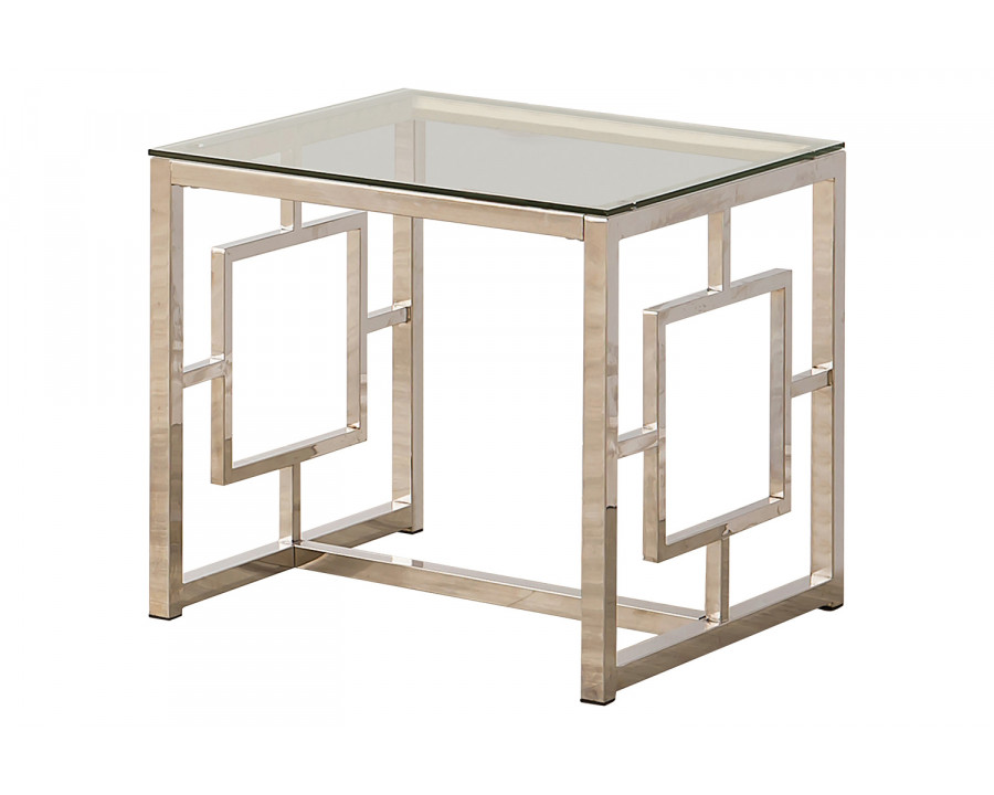 Coaster – Square Tempered Glass Top End Table in Nickel