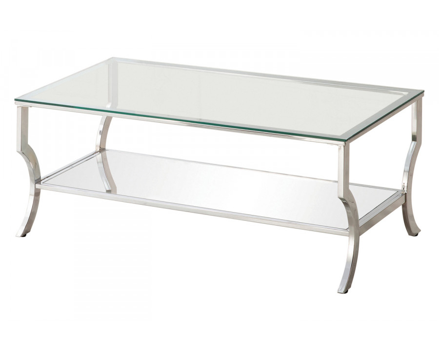 Coaster – Rectangular Coffee Table With Mirrored Shelf in Chrome