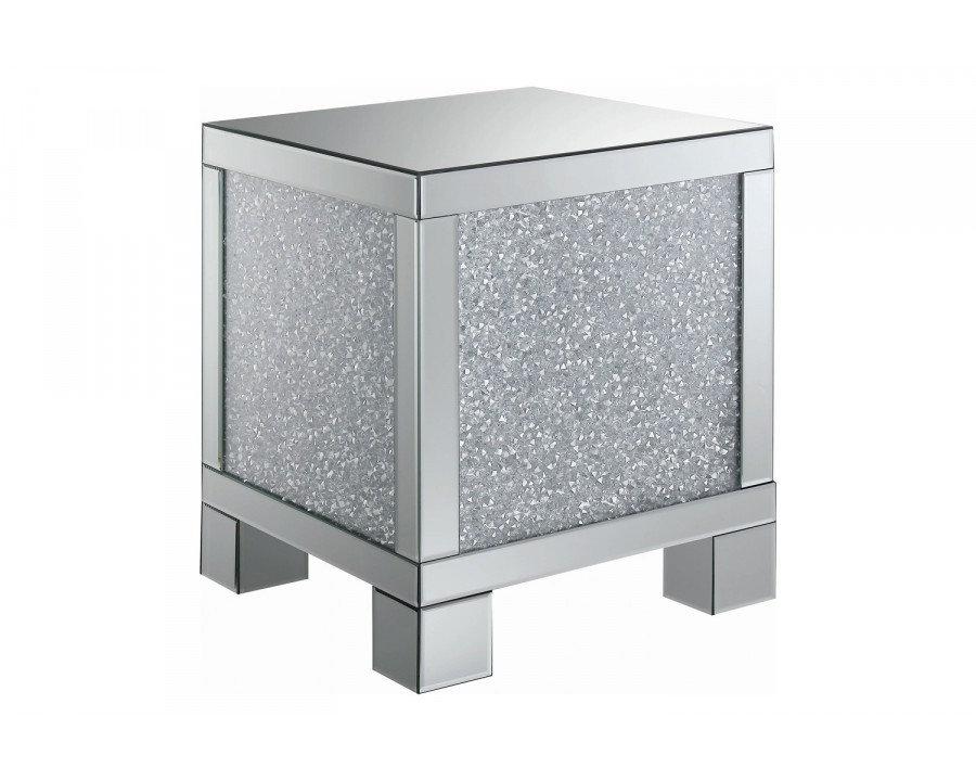 Coaster – Layton Square End Table in Silver/Clear Mirror