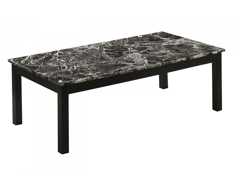 Coaster – Faux Marble Rectangle 3-Piece Occasional Table Set in Black