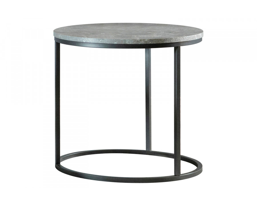 Coaster – Faux Marble Round Top End Table in Gray/Gunmetal