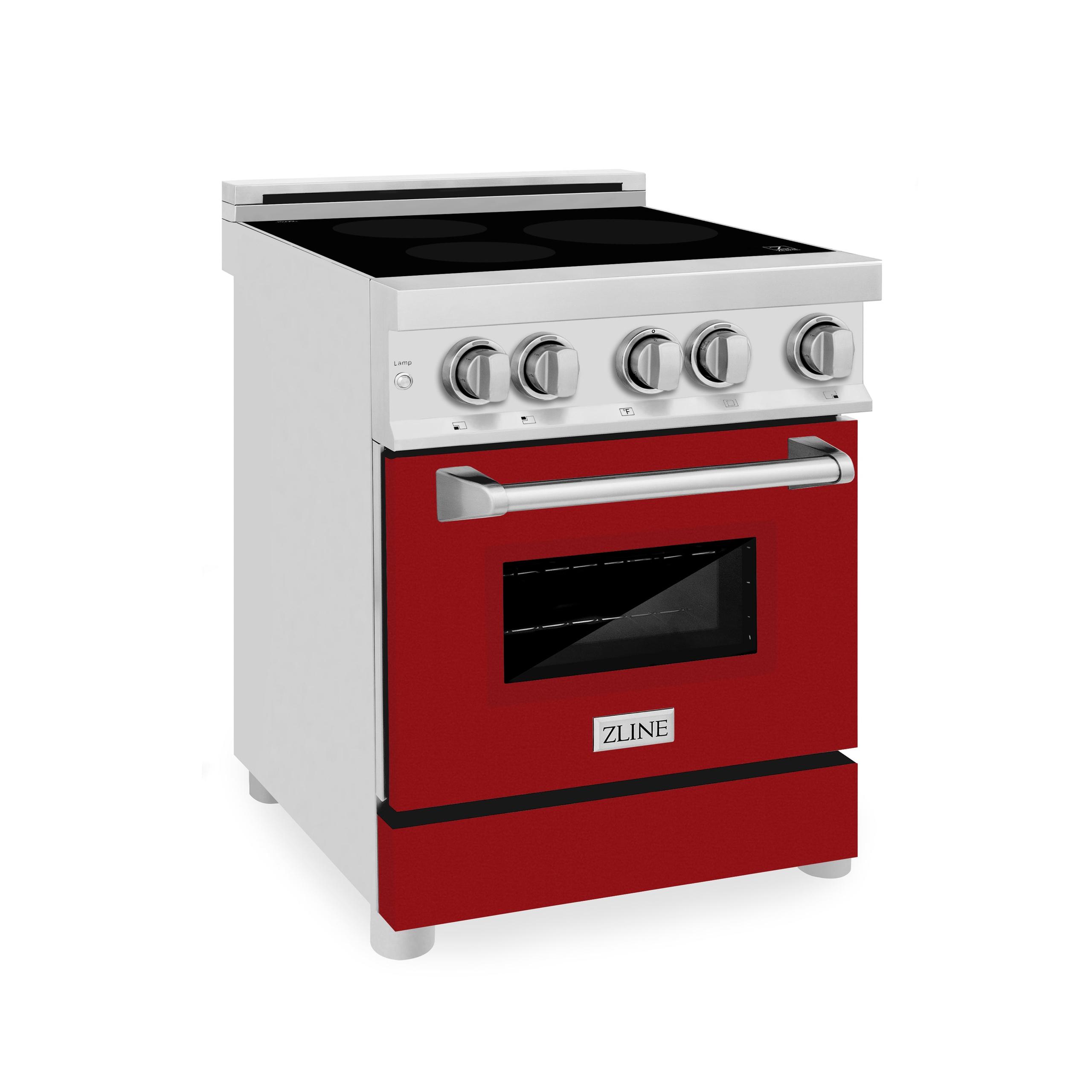 ZLINE 24″ 2.8 cu. ft. Induction Range with a 3 Element Stove and Electric Oven in Stainless Steel (RAIND-24) [Color: Red Matte]