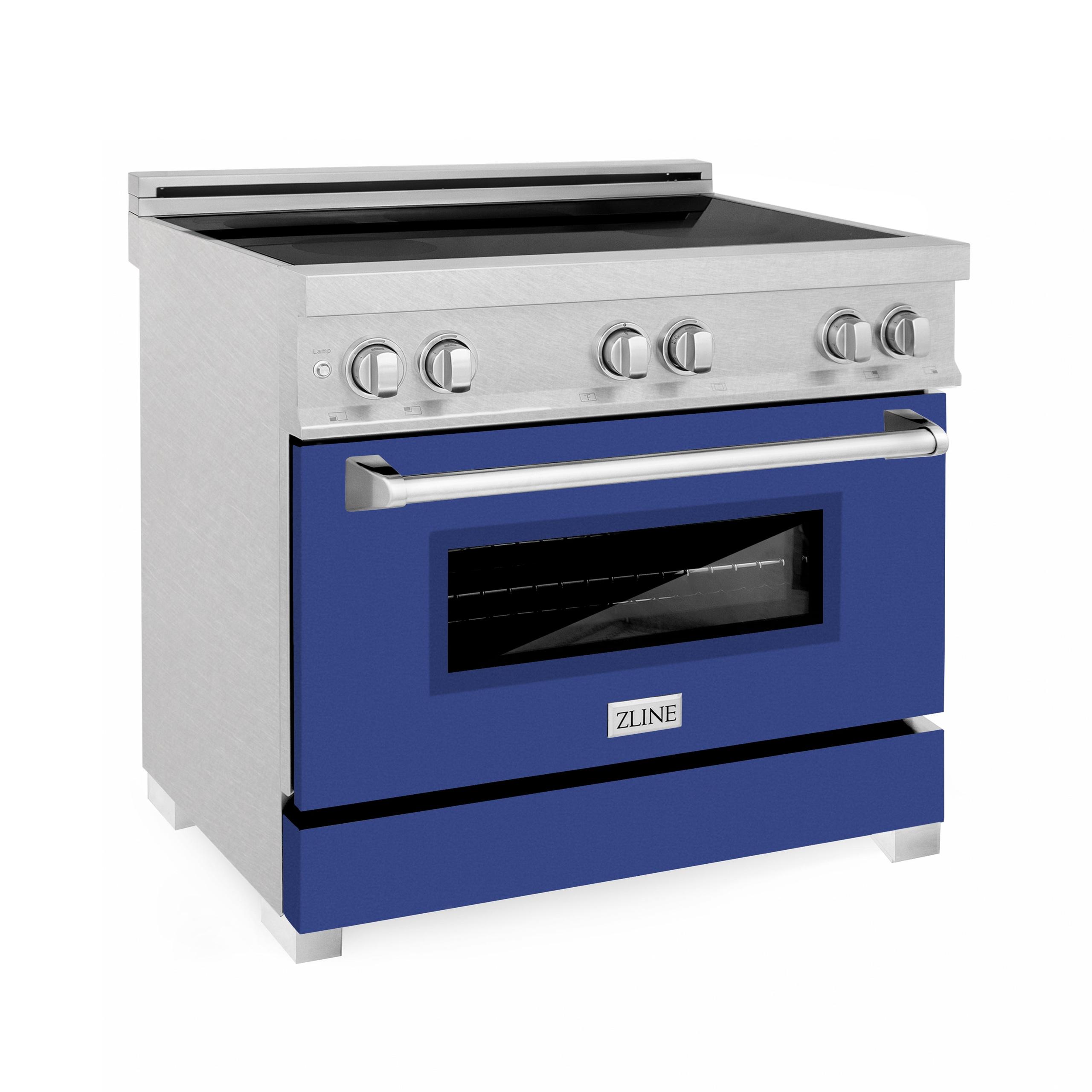 ZLINE 36″ 4.6 cu. ft. Induction Range in DuraSnow with a 4 Element Stove and Electric Oven (RAINDS-36) [Color: Blue Matte]