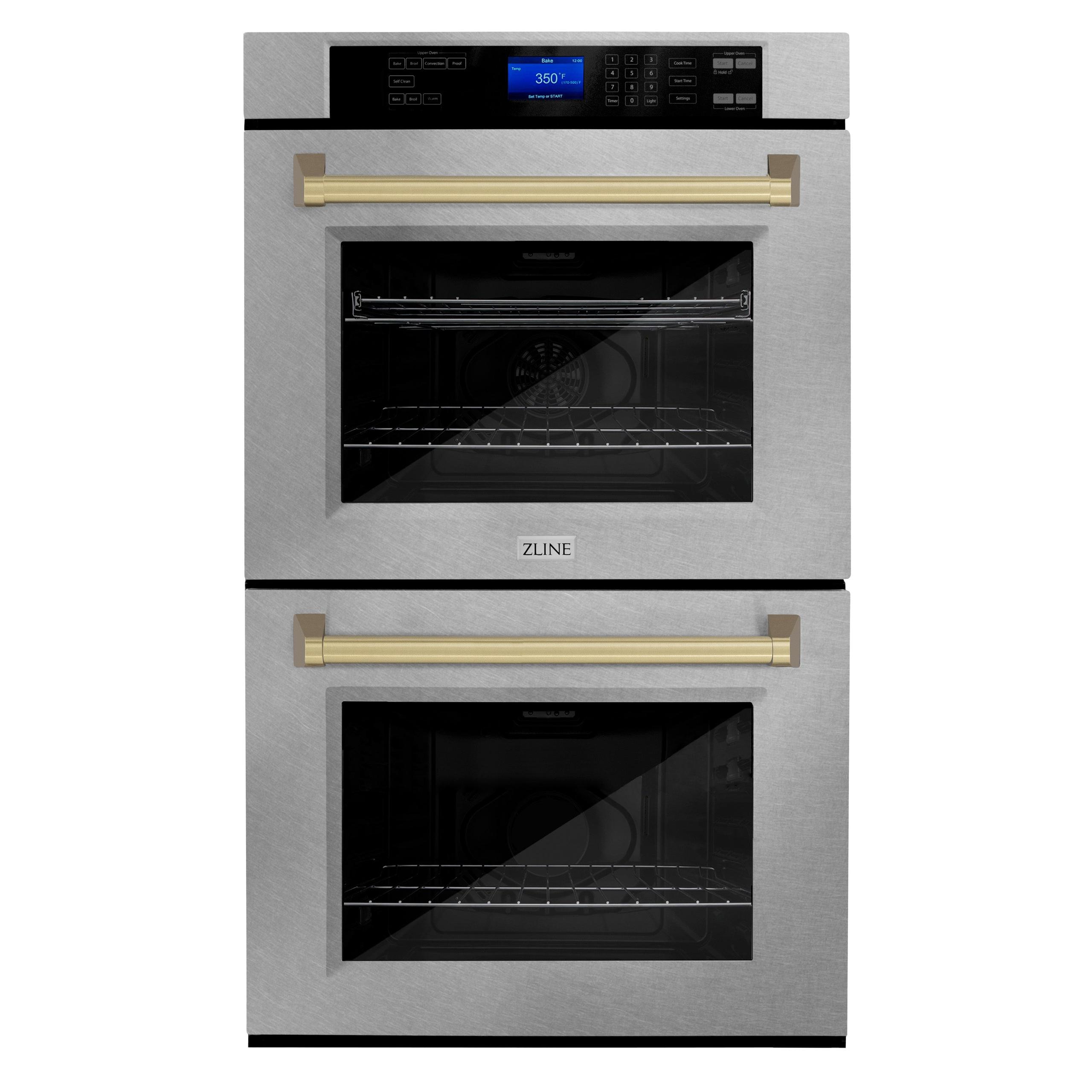 ZLINE 30″ Autograph Edition Double Wall Oven with Self Clean and True Convection in DuraSnow Stainless Steel (AWDSZ-30) [Color: Champagne Bronze]