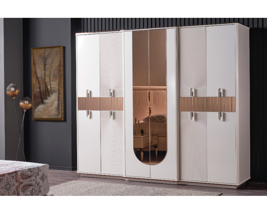 Furnia – Kuvars Wardrobe with 6 Doors in Cream