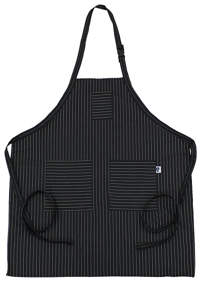 Intedge 335DAL PS – Bib Apron, 31″L x 34″W, (3) pocket, artisan pinstripe