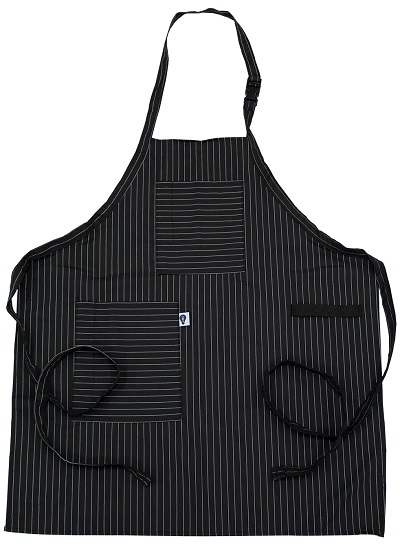 Intedge 335DA PS – Bib Apron, 31″L x 27″W, (2) pocket, utility strap, artisan pinstripe