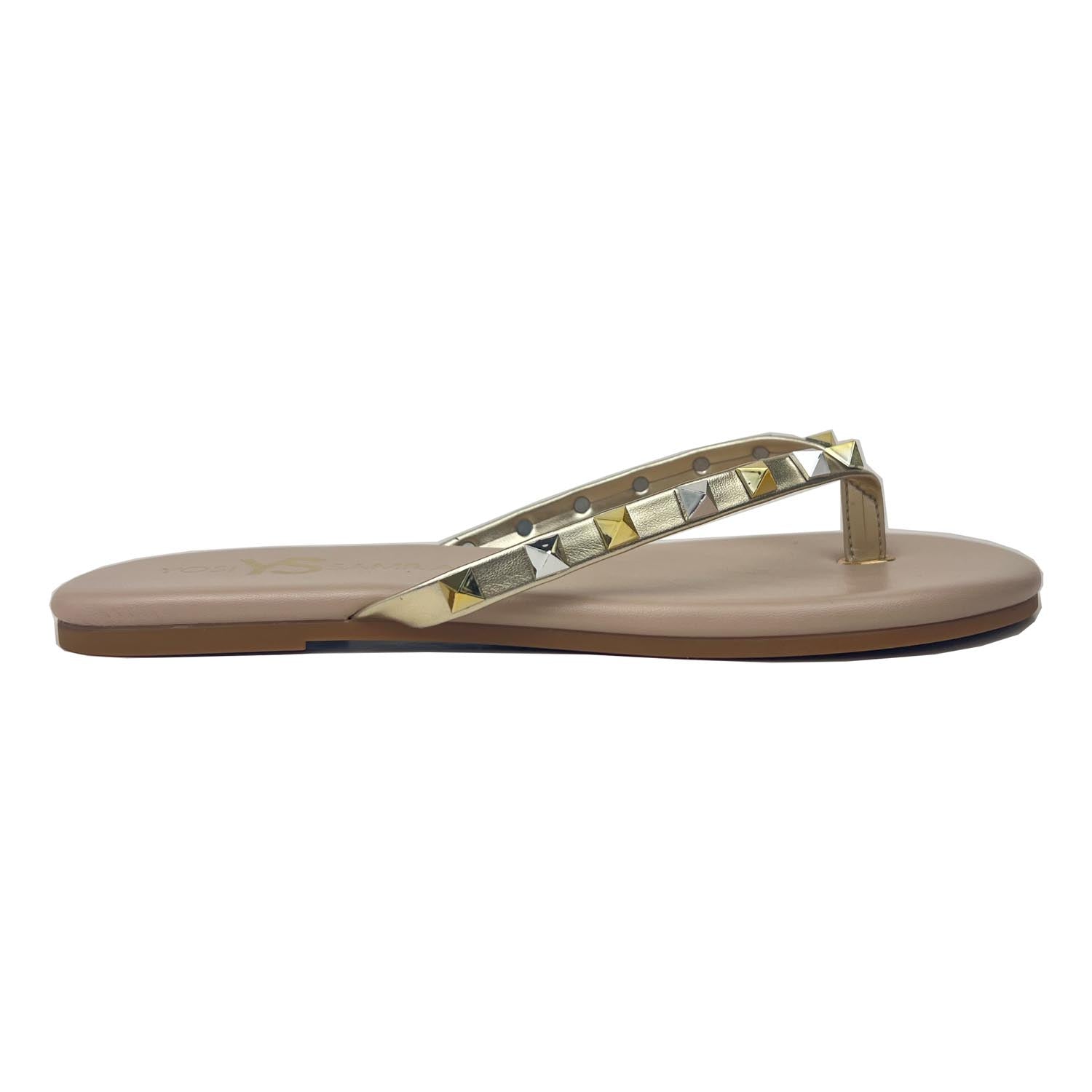 Rivington Stud Flip Flop In Beige Metallic