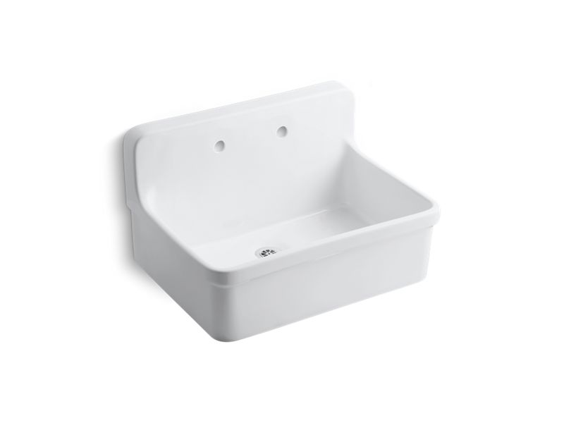 KOHLER 12787 Gilford 30″ x 22″ bracket-mount scrub-up/plaster sink with 8″ widespread faucet holes