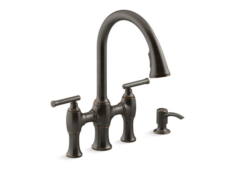 KOHLER R28705-SD Oresund Single-hole bridge kitchen sink faucet with two-function sprayhead