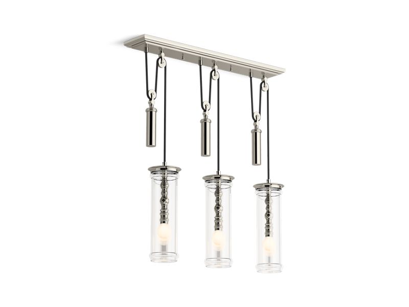 KOHLER K-23345-CH03-SNL Damask Three-light adjustable linear chandelier