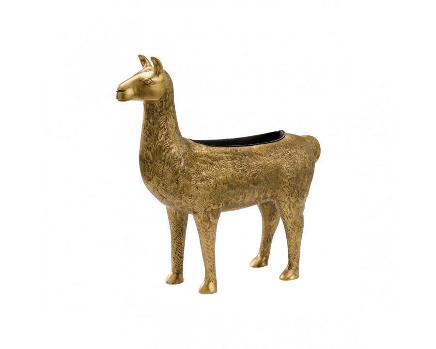 Wildwood – Drama Llama Planter in Antique Brass, Aluminum